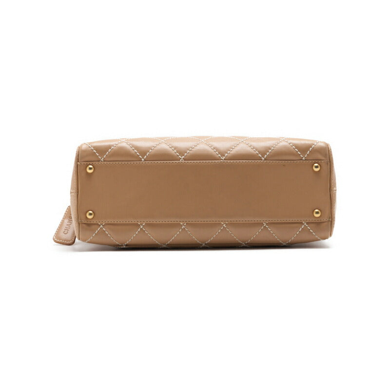 CHANEL Tote Bag Coco Mark Wild Stitch Calf Leather Beige Gold-Tone Hardware Pre-Owned - Vintage La Charme