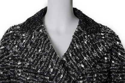 CHANEL Coat Jacket, Coco Mark Button, Tweed, Nylon Silk, Black, Gold-Tone Hardware, Pre-Owned - Vintage La Charme