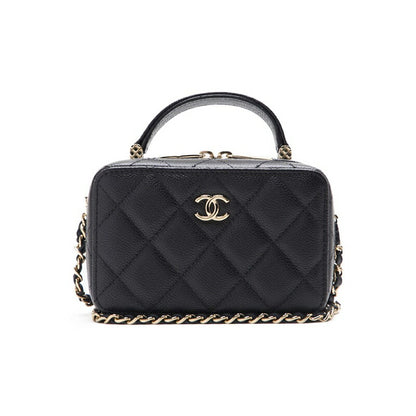 CHANEL Mini Handbag 2WAY Matelasse Chain Shoulder Caviar Skin Black Gold-Tone Hardware Pre-Owned - Vintage La Charme