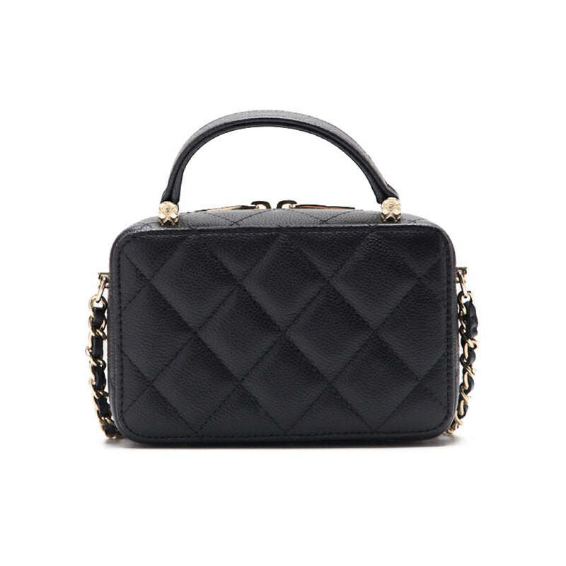 CHANEL Mini Handbag 2WAY Matelasse Chain Shoulder Caviar Skin Black Gold-Tone Hardware Pre-Owned - Vintage La Charme