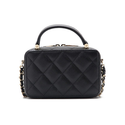 CHANEL Mini Handbag 2WAY Matelasse Chain Shoulder Caviar Skin Black Gold-Tone Hardware Pre-Owned - Vintage La Charme