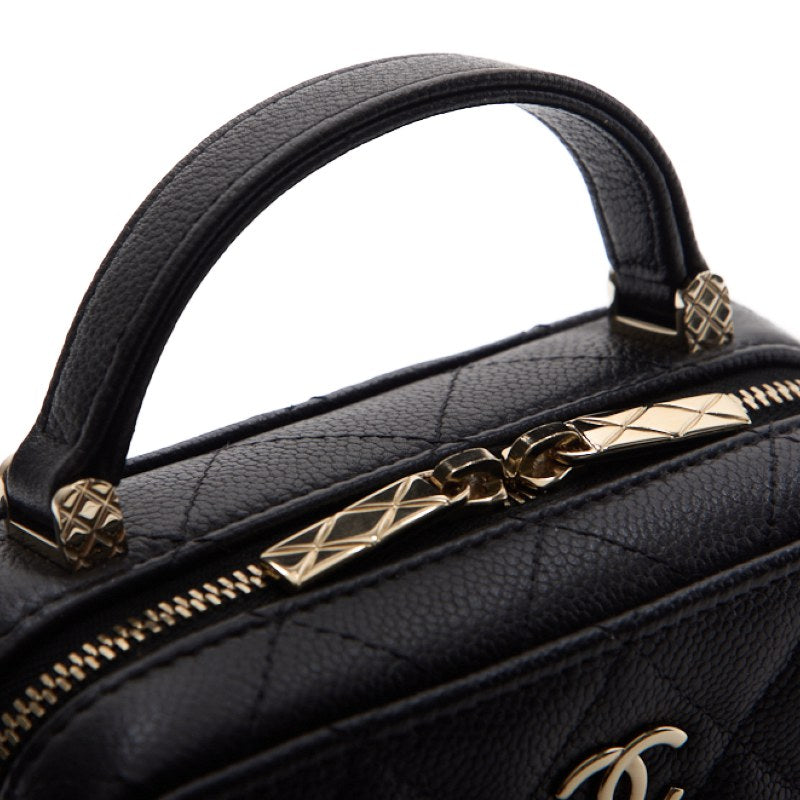 CHANEL Mini Handbag 2WAY Matelasse Chain Shoulder Caviar Skin Black Gold-Tone Hardware Pre-Owned - Vintage La Charme