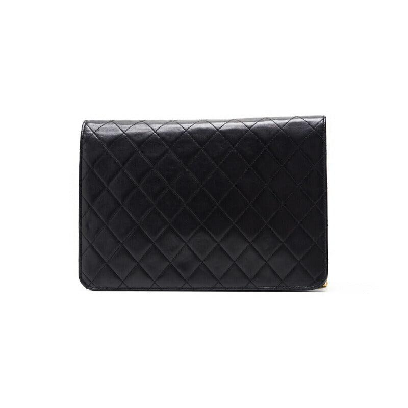 CHANEL Shoulder Bag, Matelasse Push Lock Chain Shoulder, Lambskin, Black, Gold-Tone Hardware, Pre-Owned - Vintage La Charme