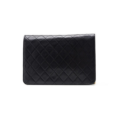 CHANEL Shoulder Bag, Matelasse Push Lock Chain Shoulder, Lambskin, Black, Gold-Tone Hardware, Pre-Owned - Vintage La Charme
