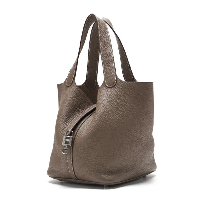 HERMES Picotin Rock MM Handbag, Tryon Clemence, Rouge Coo, Silver-Tone Hardware, Pre-Owned - Vintage La Charme