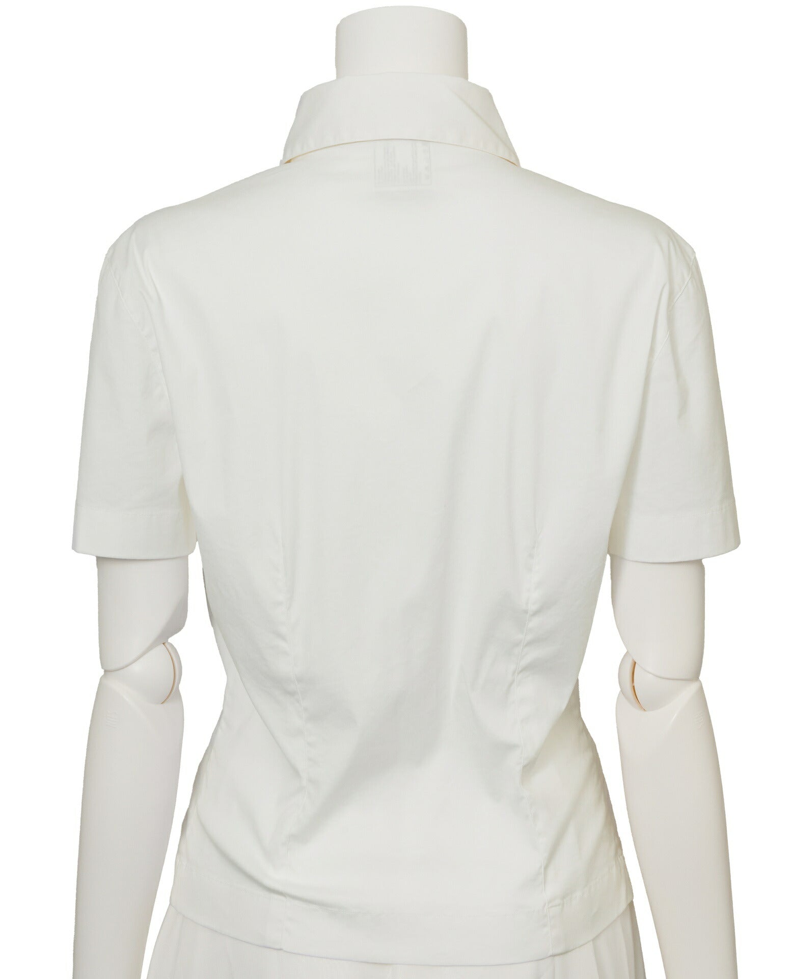 CHANEL Short Sleeve Shirt Blouse T-Shirt, Coco Mark, Cotton Blend, White, Silver-Tone Hardware, Pre-Owned - Vintage La Charme