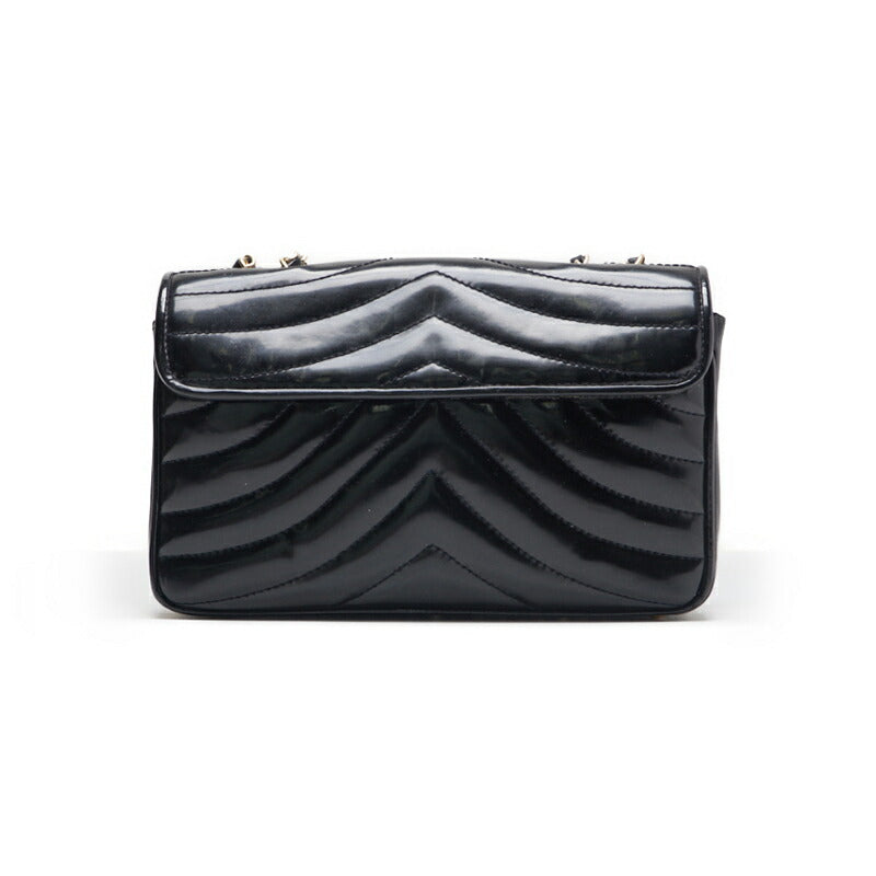 CHANEL Shoulder Bag, V-Stitch, Turn Lock, Enamel, Black, Gold-Tone Hardware, Pre-Owned - Vintage La Charme