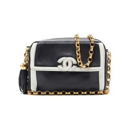 Chanel Shoulder Bag, Coco Mark With Fringe Bijou Chain, Bicolor Lambskin, White, Gold-Tone Hardware, Pre-Owned - Vintage La Charme