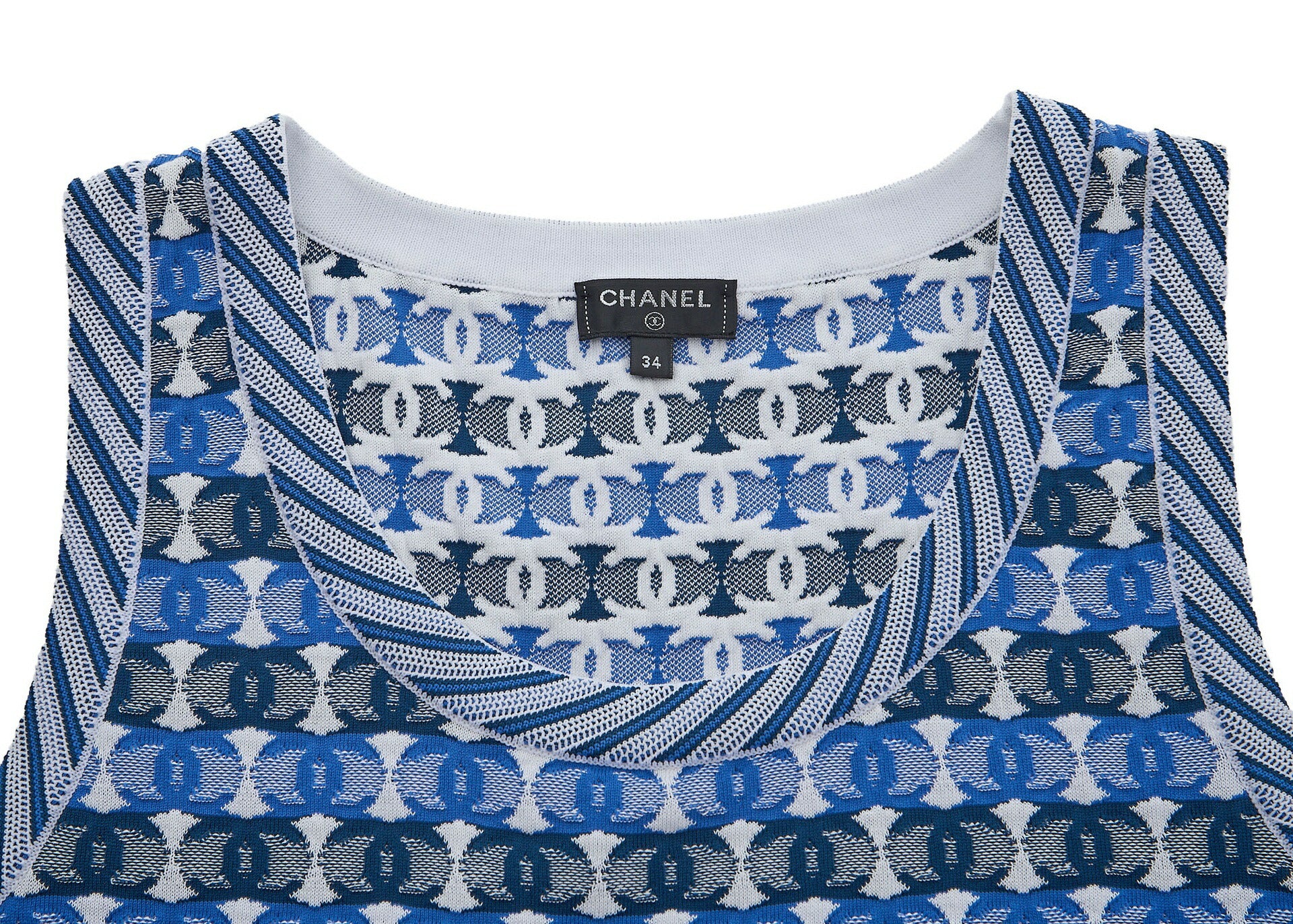 CHANEL Set Up Ensemble, Coco Mark CC Jacquard, Cotton Blend, Blue, Silver-Tone Hardware, Pre-Owned - Vintage La Charme