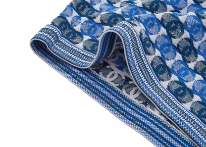 CHANEL Set Up Ensemble, Coco Mark CC Jacquard, Cotton Blend, Blue, Silver-Tone Hardware, Pre-Owned - Vintage La Charme