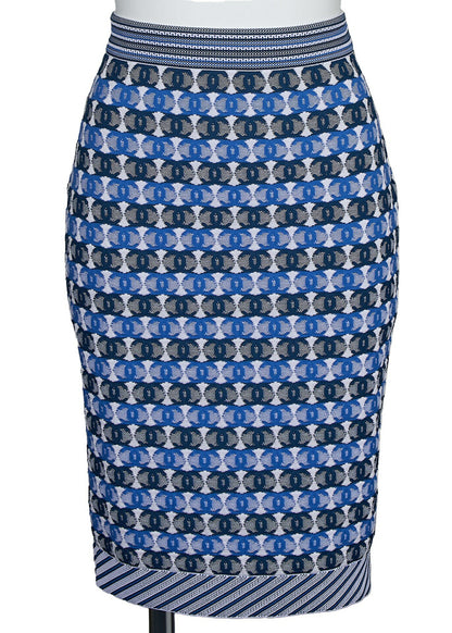 CHANEL Set Up Ensemble, Coco Mark CC Jacquard, Cotton Blend, Blue, Silver-Tone Hardware, Pre-Owned - Vintage La Charme
