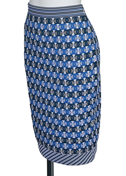 CHANEL Set Up Ensemble, Coco Mark CC Jacquard, Cotton Blend, Blue, Silver-Tone Hardware, Pre-Owned - Vintage La Charme