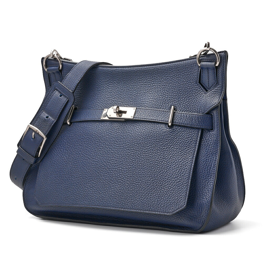 HERMES Gypsiere 34 Shoulder Bag Tryon Clemence Blue Saphir Silver-Tone Hardware Pre-Owned - Vintage La Charme
