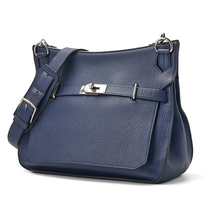 HERMES Gypsiere 34 Shoulder Bag Tryon Clemence Blue Saphir Silver-Tone Hardware Pre-Owned - Vintage La Charme