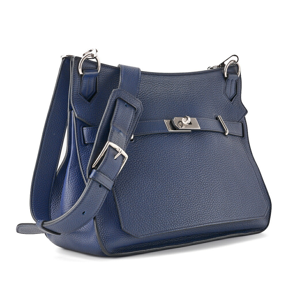 HERMES Gypsiere 34 Shoulder Bag Tryon Clemence Blue Saphir Silver-Tone Hardware Pre-Owned - Vintage La Charme