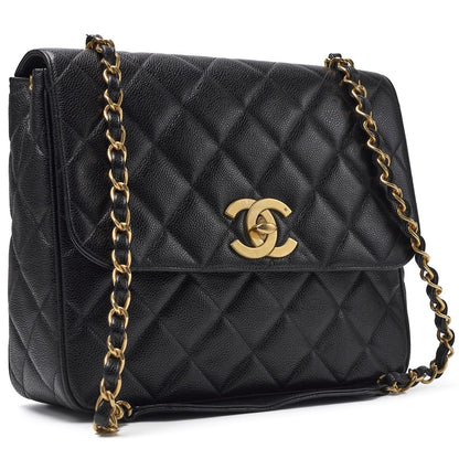CHANEL Shoulder Bag, Deca Matelasse, Coco Chain Shoulder, Caviar Skin, Black, Gold-Tone Hardware, Pre-Owned - Vintage La Charme