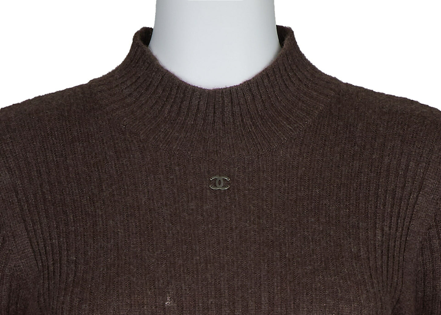CHANEL Dress, Knit, Cashmere Rayon Nylon Blend, Brown, Gold-Tone Hardware, Pre-Owned - Vintage La Charme