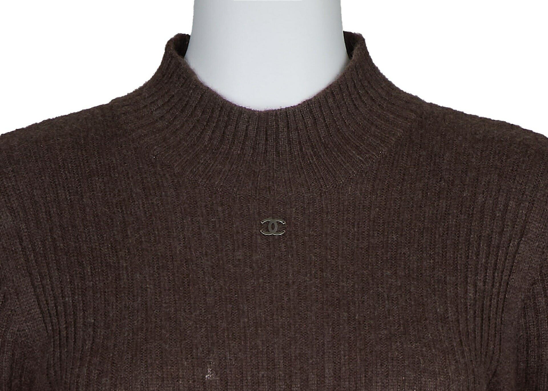 CHANEL Dress, Knit, Cashmere Rayon Nylon Blend, Brown, Gold-Tone Hardware, Pre-Owned - Vintage La Charme