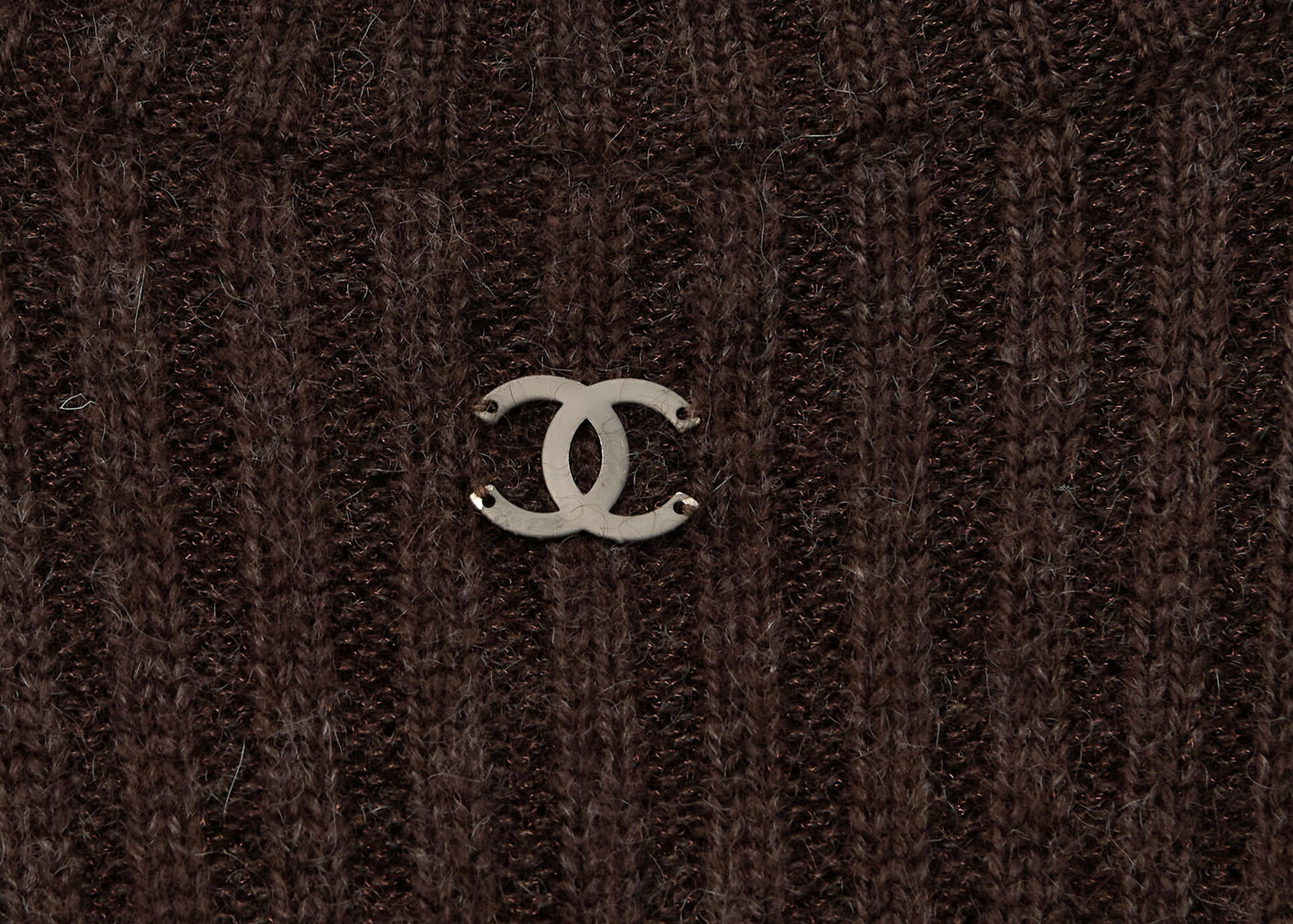 CHANEL Dress, Knit, Cashmere Rayon Nylon Blend, Brown, Gold-Tone Hardware, Pre-Owned - Vintage La Charme