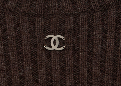 CHANEL Dress, Knit, Cashmere Rayon Nylon Blend, Brown, Gold-Tone Hardware, Pre-Owned - Vintage La Charme