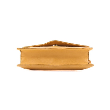 CHANEL Shoulder Bag, V-Flap Push Lock, Chain Shoulder, Lambskin, Yellow, Gold-Tone Hardware, Pre-Owned - Vintage La Charme