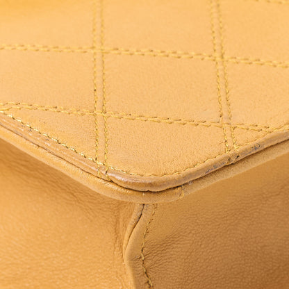 CHANEL Shoulder Bag, V-Flap Push Lock, Chain Shoulder, Lambskin, Yellow, Gold-Tone Hardware, Pre-Owned - Vintage La Charme