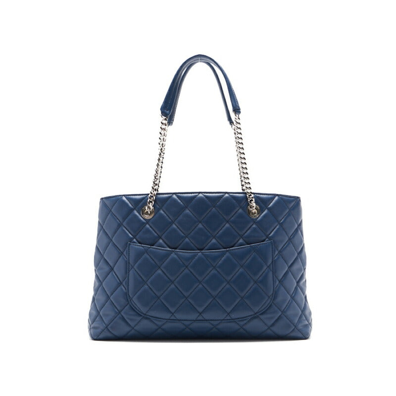 CHANEL Double Chain Tote Matelasse Lambskin Blue Silver-Tone Hardware Pre-Owned - Vintage La Charme