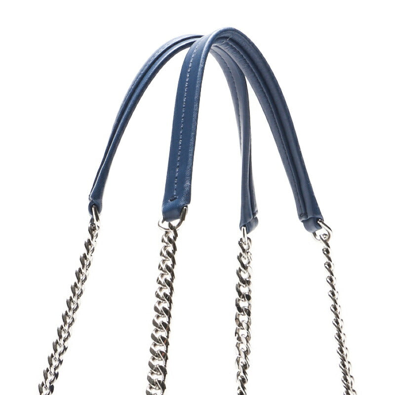 CHANEL Double Chain Tote Matelasse Lambskin Blue Silver-Tone Hardware Pre-Owned - Vintage La Charme