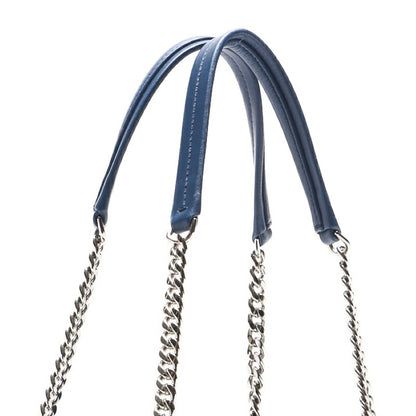 CHANEL Double Chain Tote Matelasse Lambskin Blue Silver-Tone Hardware Pre-Owned - Vintage La Charme