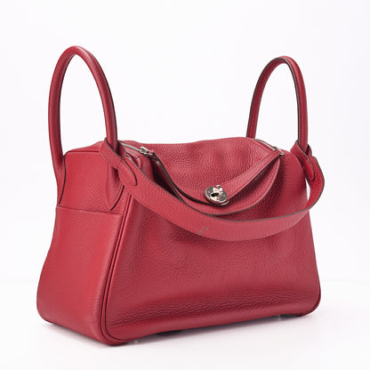 HERMES Lindy 30 2WAY Shoulder Bag Tryon Clemence Rouge Casaque Silver-Tone Hardware Pre-Owned - Vintage La Charme