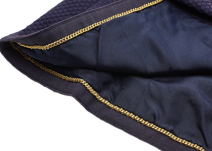 CHANEL Jacket Skirt Set, Coco Button, Cotton, Navy, Gold-Tone Hardware, Pre-Owned - Vintage La Charme