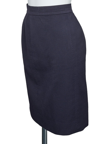 CHANEL Jacket Skirt Set, Coco Button, Cotton, Navy, Gold-Tone Hardware, Pre-Owned - Vintage La Charme