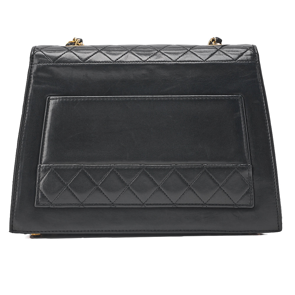 CHANEL Lambskin Matelasse Trapezoid 2.55 Chain Shoulder Black Gold-Tone Hardware, Pre-Owned