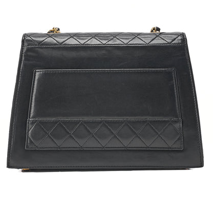 CHANEL Lambskin Matelasse Trapezoid 2.55 Chain Shoulder Black Gold-Tone Hardware, Pre-Owned