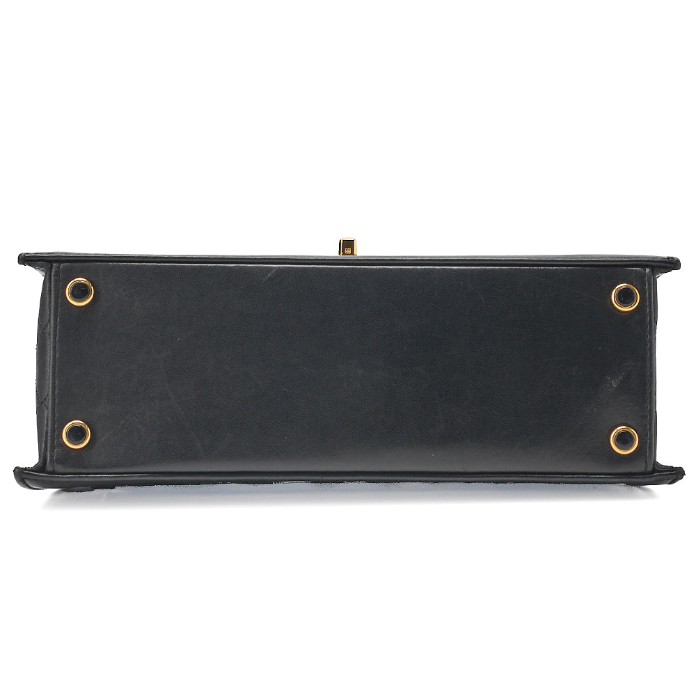CHANEL Lambskin Matelasse Trapezoid 2.55 Chain Shoulder Black Gold-Tone Hardware, Pre-Owned