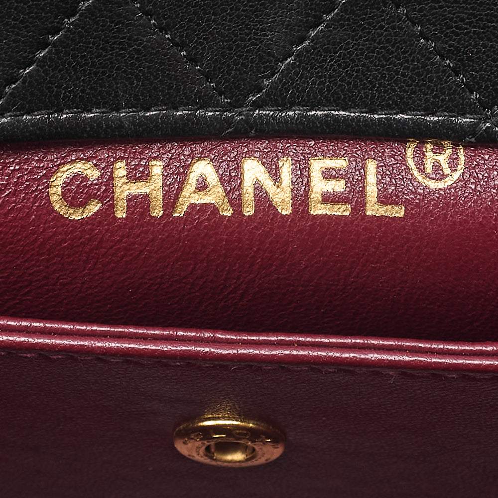 CHANEL Lambskin Matelasse Trapezoid 2.55 Chain Shoulder Black Gold-Tone Hardware, Pre-Owned