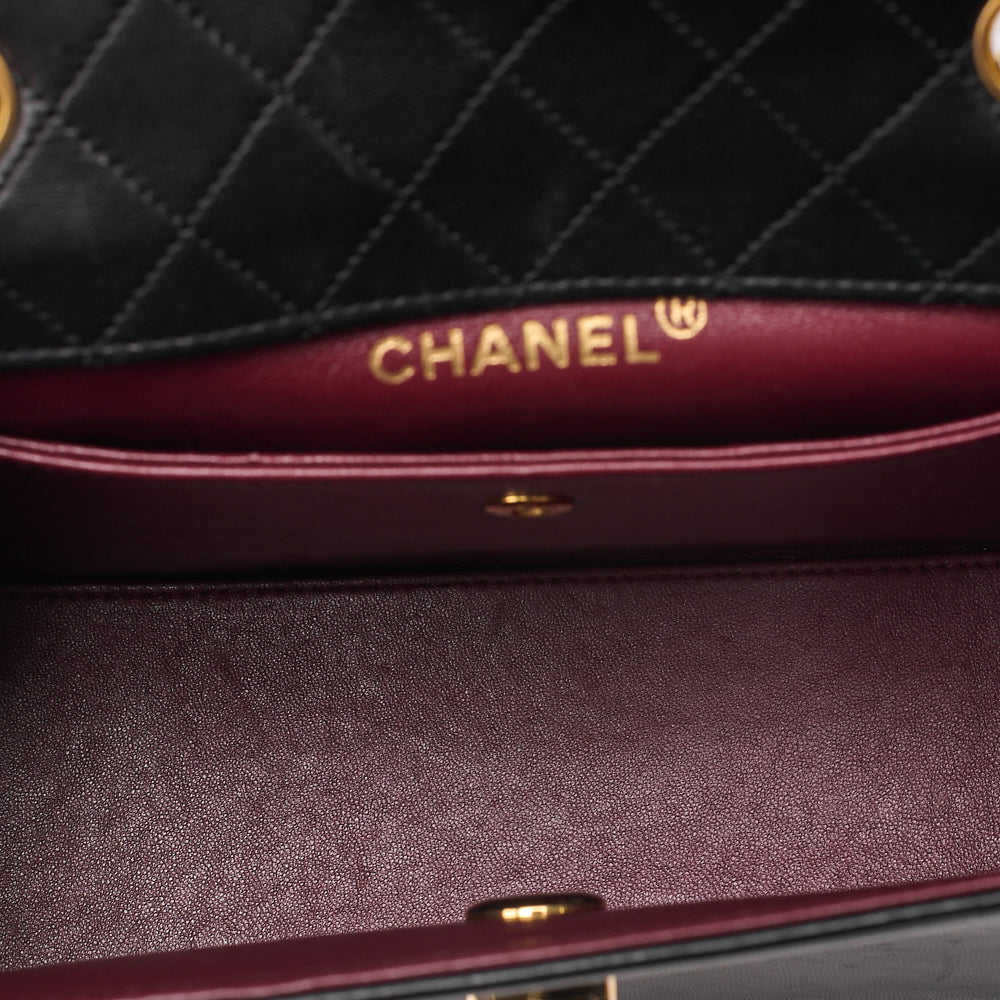 CHANEL Lambskin Matelasse Trapezoid 2.55 Chain Shoulder Black Gold-Tone Hardware, Pre-Owned