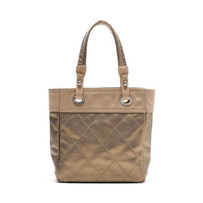 CHANEL Shoulder Tote Bag Matelasse Coated Canvas Gold Silver-Tone Hardware Pre-Owned - Vintage La Charme