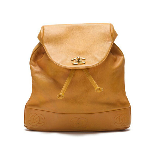 CHANEL Chain Backpack Bag, Triple Coco Turn Lock, Caviar Skin, Orange, Gold-Tone Hardware, Pre-Owned - Vintage La Charme