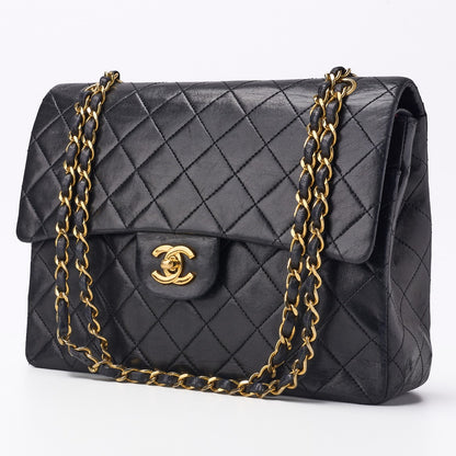 CHANEL Shoulder Bag, Matelasse Double Flap, Lambskin, Black, Gold-Tone Hardware, Pre-Owned - Vintage La Charme