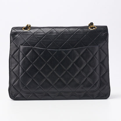 CHANEL Shoulder Bag, Matelasse Double Flap, Lambskin, Black, Gold-Tone Hardware, Pre-Owned - Vintage La Charme
