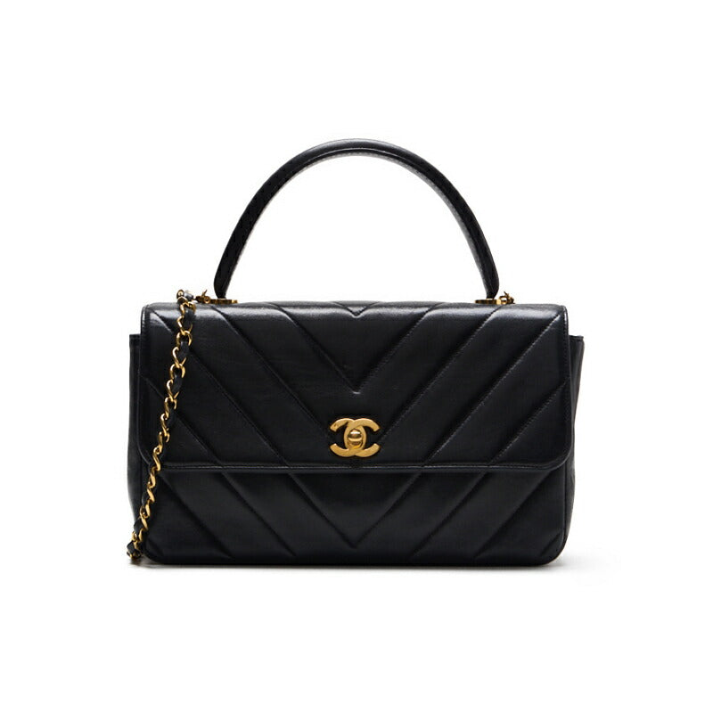 CHANEL Handbag V Stitch Coco Handle 2WAY Lambskin Pink Gold-Tone Hardware Pre-Owned - Vintage La Charme