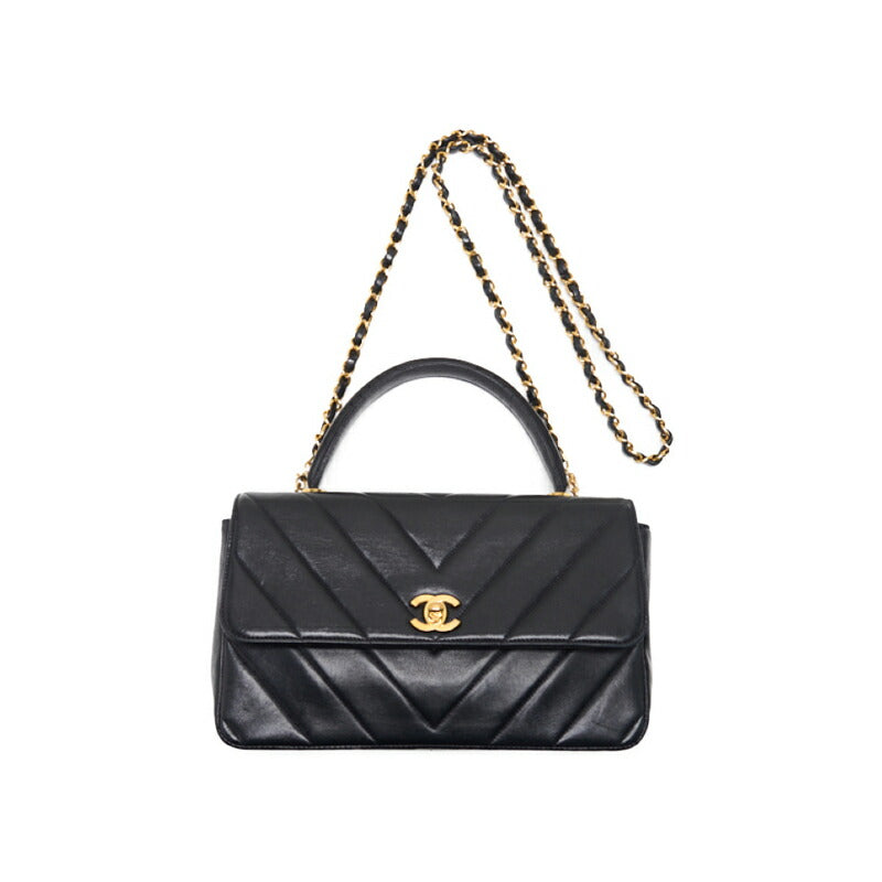 CHANEL Handbag V Stitch Coco Handle 2WAY Lambskin Pink Gold-Tone Hardware Pre-Owned - Vintage La Charme