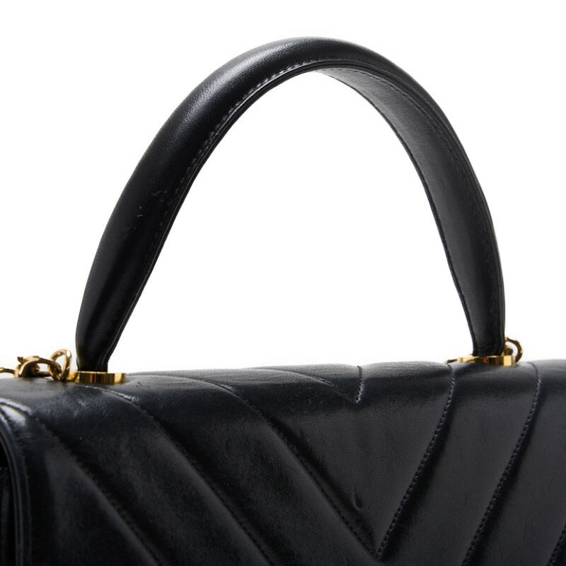 CHANEL Handbag V Stitch Coco Handle 2WAY Lambskin Pink Gold-Tone Hardware Pre-Owned - Vintage La Charme
