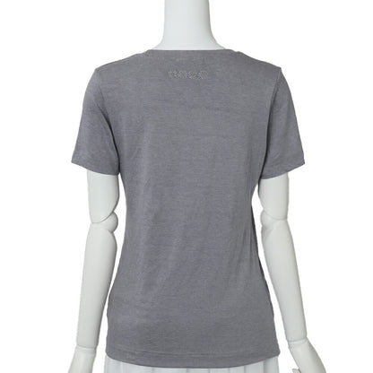 CHANEL T-Shirt Short Sleeve Cut-and-Sew Gray Gold-Tone Hardware Pre-Owned - Vintage La Charme
