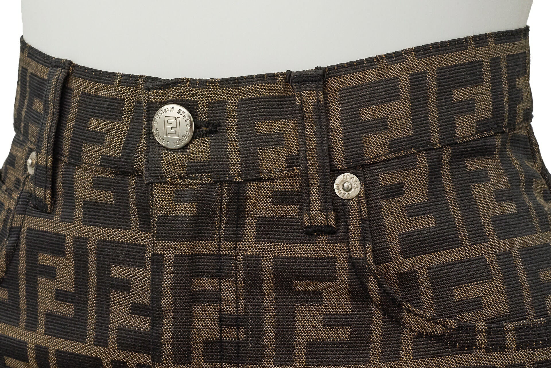 FENDI Skirt Pants, Zucca Pattern, Polyester Cotton Blend, Brown, Pre-Owned - Vintage La Charme