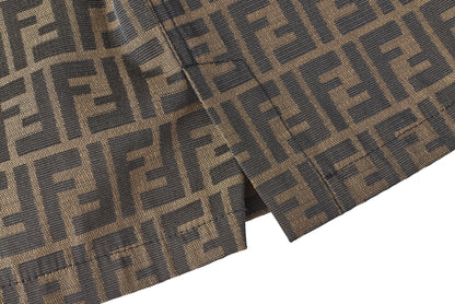 FENDI Skirt Pants, Zucca Pattern, Polyester Cotton Blend, Brown, Pre-Owned - Vintage La Charme