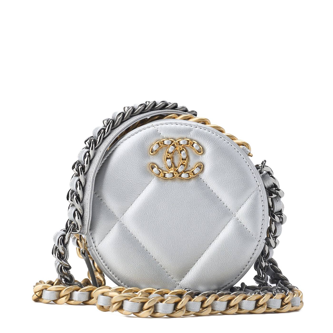 CHANEL Shoulder Bag Tote Bag 19 Matelasse Chain Shoulder Lambskin Silver Gold-Tone Hardware Pre-Owned