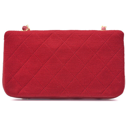 CHANEL Mini Shoulder Bag, Matelasse Full Flap, Chain Shoulder, Cotton, Red, Gold-Tone Hardware, Pre-Owned - Vintage La Charme