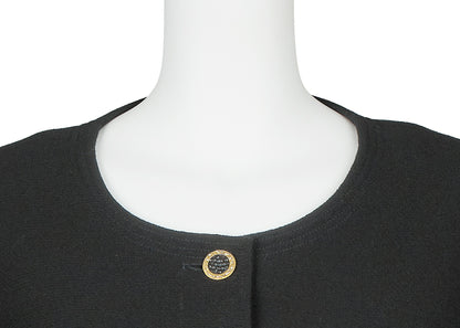 CHANEL Jacket Skirt Set Up, No Collar, Wool Blend, Black, Silver-Tone Hardware, Pre-Owned - Vintage La Charme